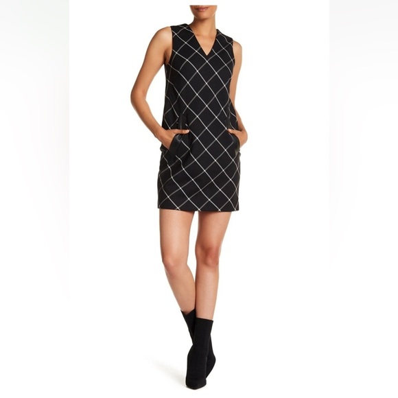 Rag & Bone Phoebe Leather Trim Shift Dress SZ 8 - Picture 2 of 11